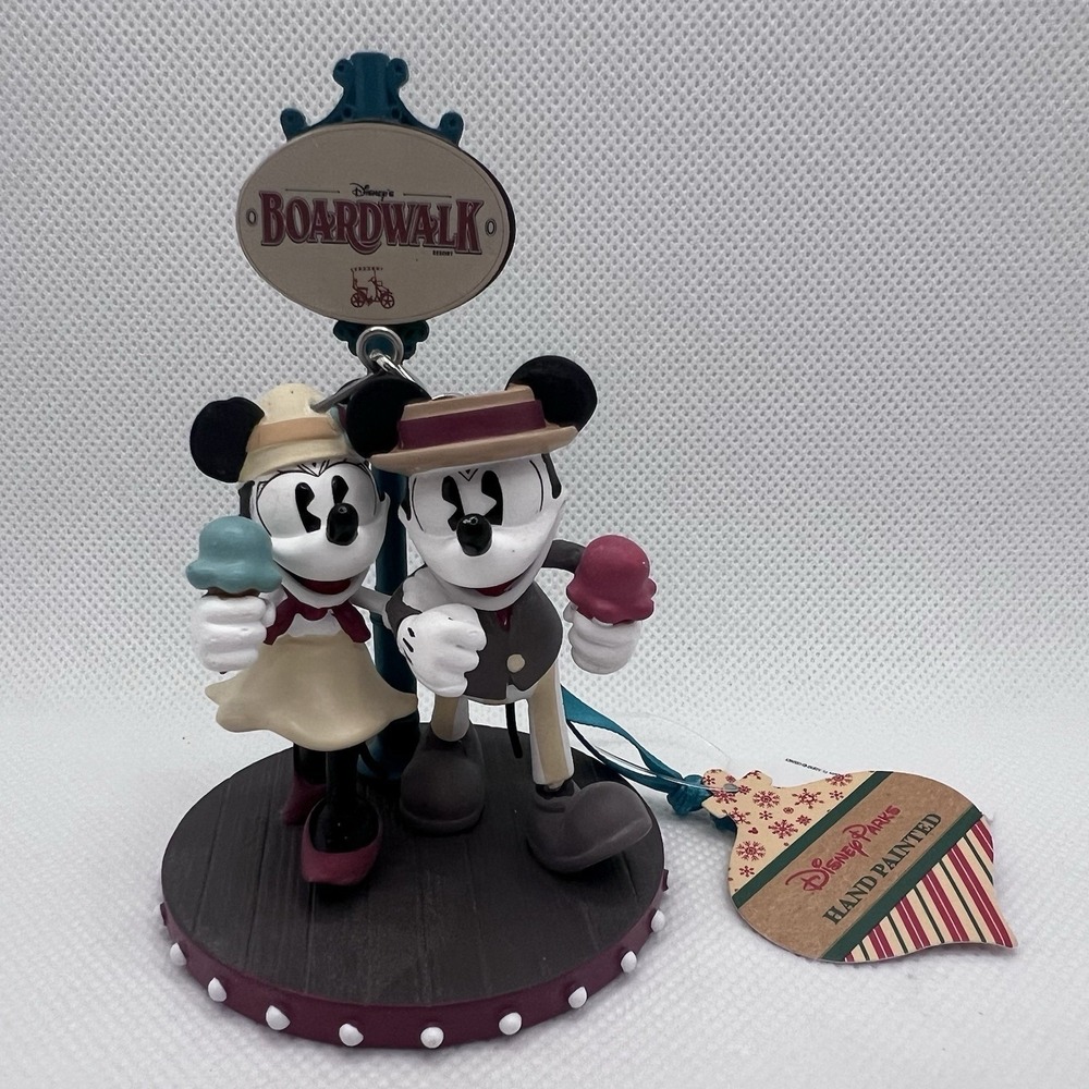 NWT Disney Parks BoardWalk Mickey & Minnie Vintage Resort Ornament Hanging Decor